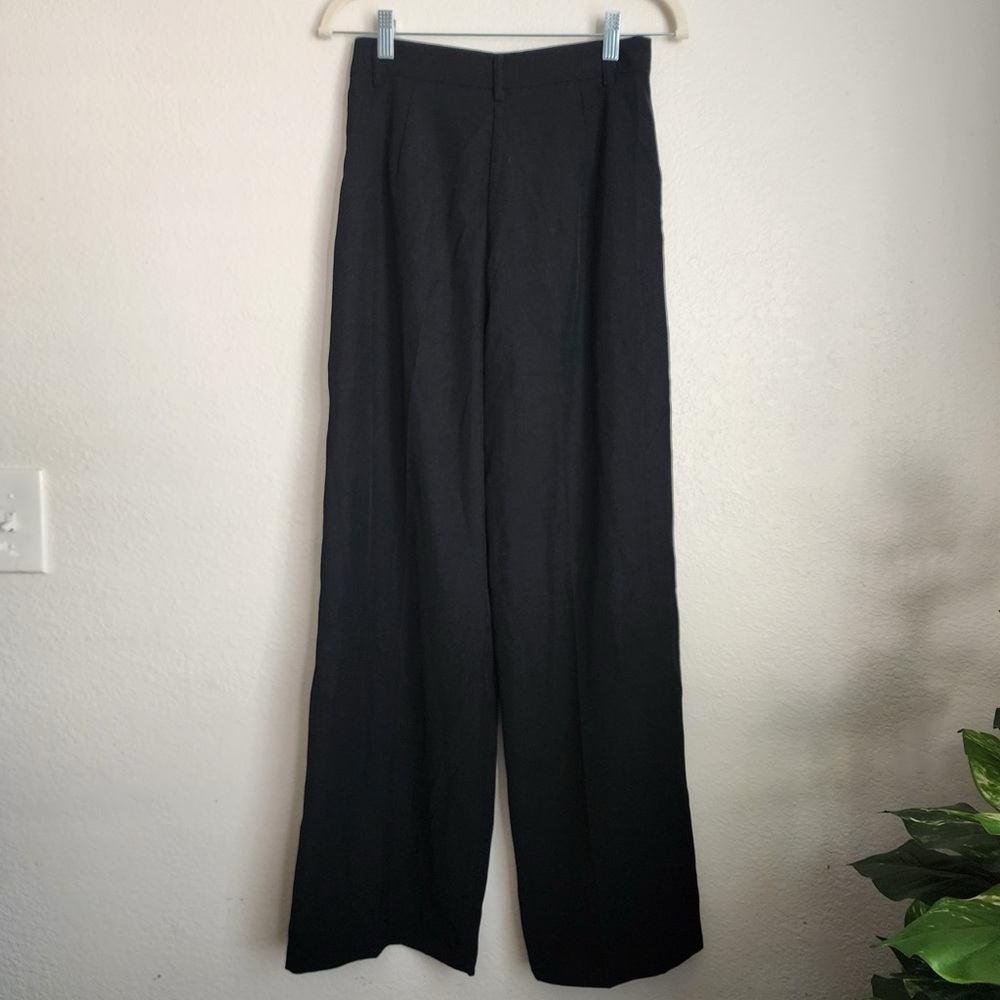 Cider pleaded wide leg trouser pant black contemporary